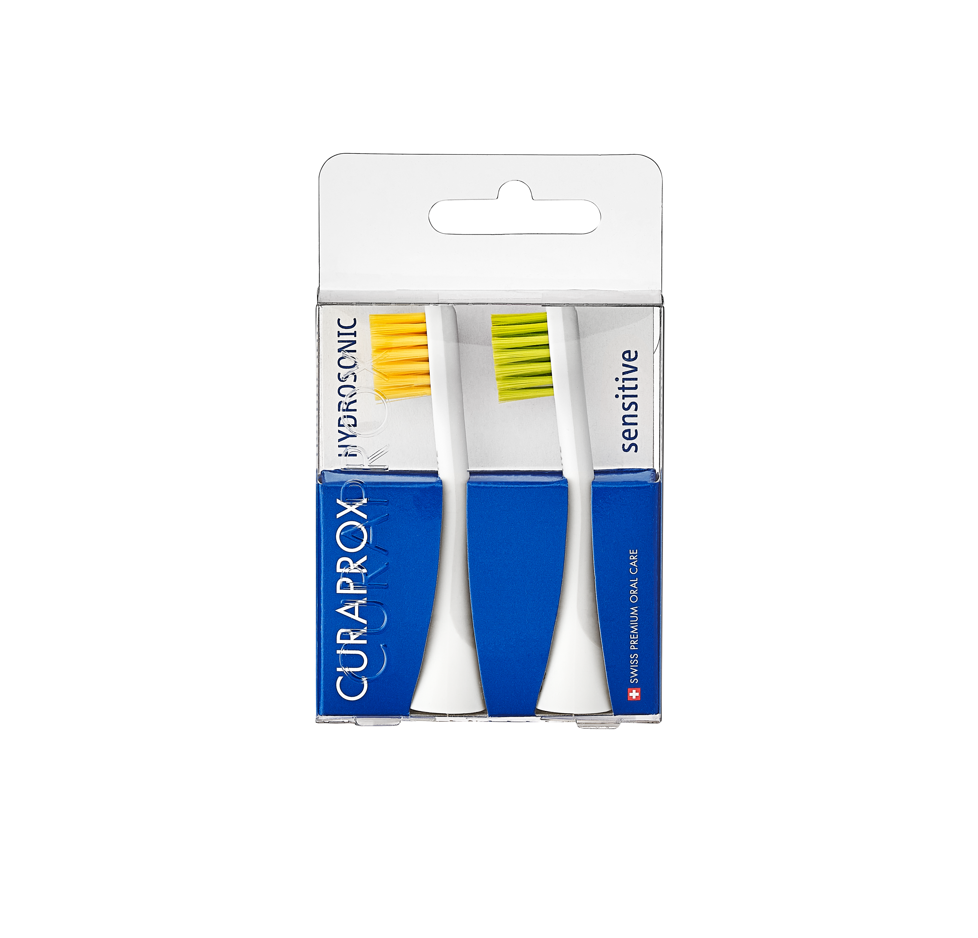 73349373_Packshot_Hydrosonic_Brush head_Sensitive_Duo-pack_Yellow_Green_Front