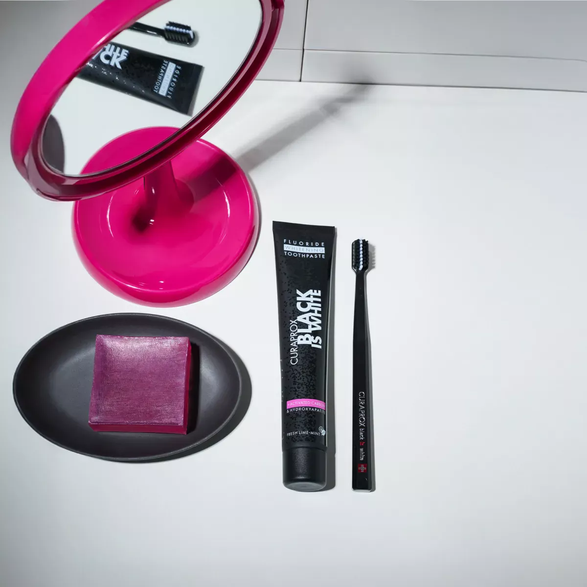 Black is white toothpaste and toothbrush